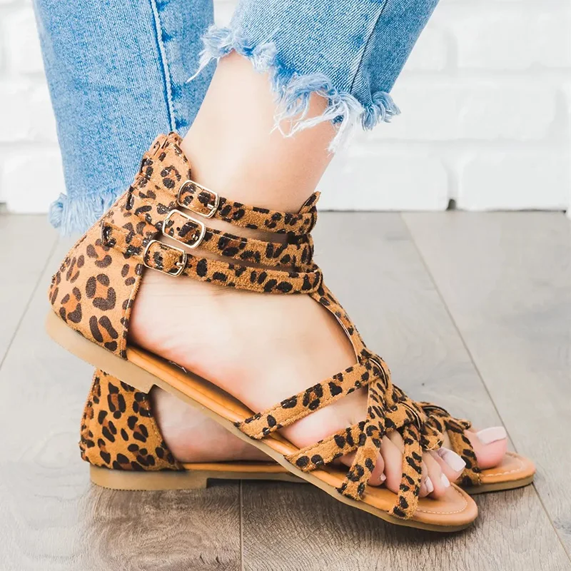 

Summer Women Sandals Gladiator Roman Sandal Colorful Sandalias Mujer Colorful Female Beach Flat Zip Walking Shoes Drop Shipping