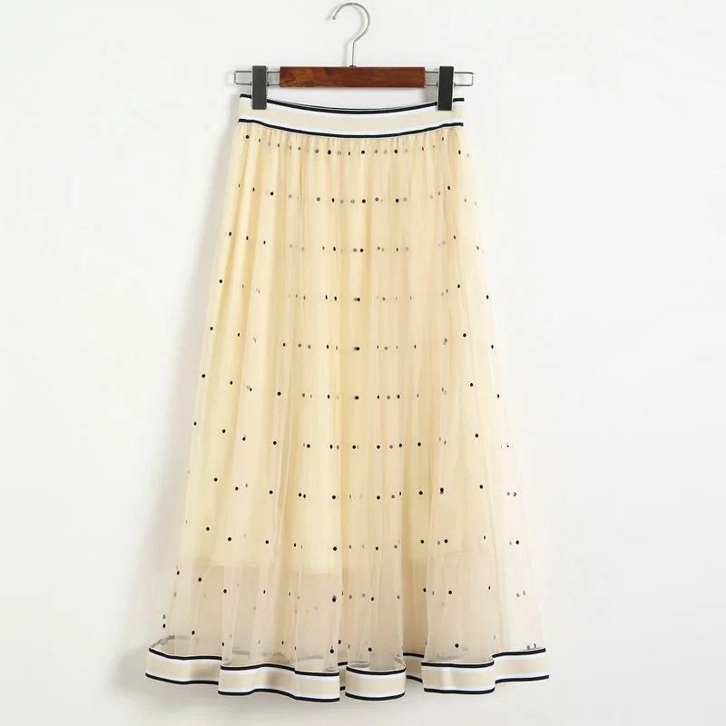 Новая мода, волнистые комбинированные юбки, летние юбки с эластичной резинкой на талии, цветная фатиновая диандиановая газовая юбка