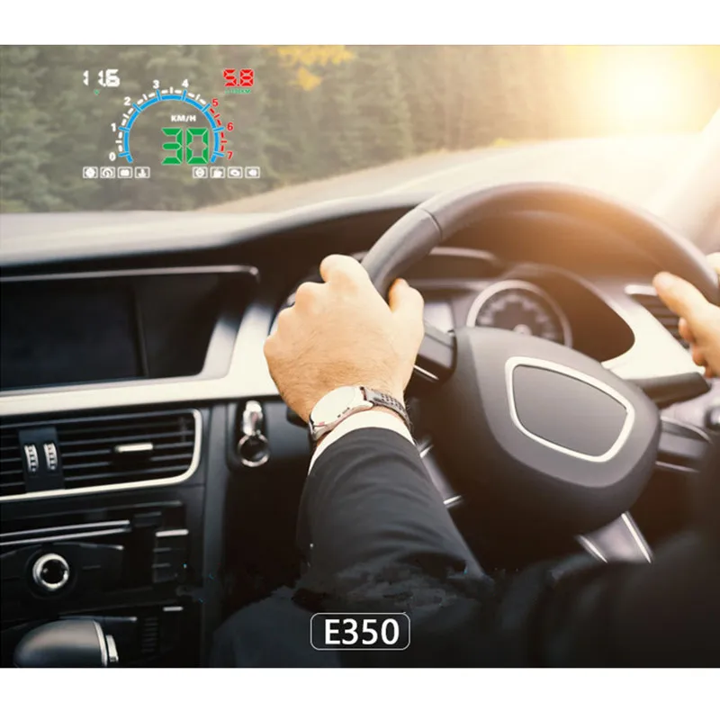 Новейший E350 автомобильный HUD Дисплей комбинированный OBD& gps Предупреждение о превышении скорости проектор лобовое стекло авто электронная сигнализация напряжения