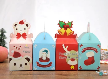 

8.5x8.5x14cmChristmas Candy Gift Box Bags Dessert Pouch Bags Gift for Guests Christmas Baby Shower BirthdayDecoration 100pcs