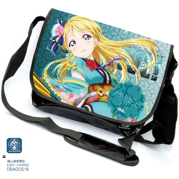 

Cartoo Anime LoveLive! Ayase Eli Kimono printing sweet canvas man woman crossbody bag Cover PU Handbags College wind schoolbag