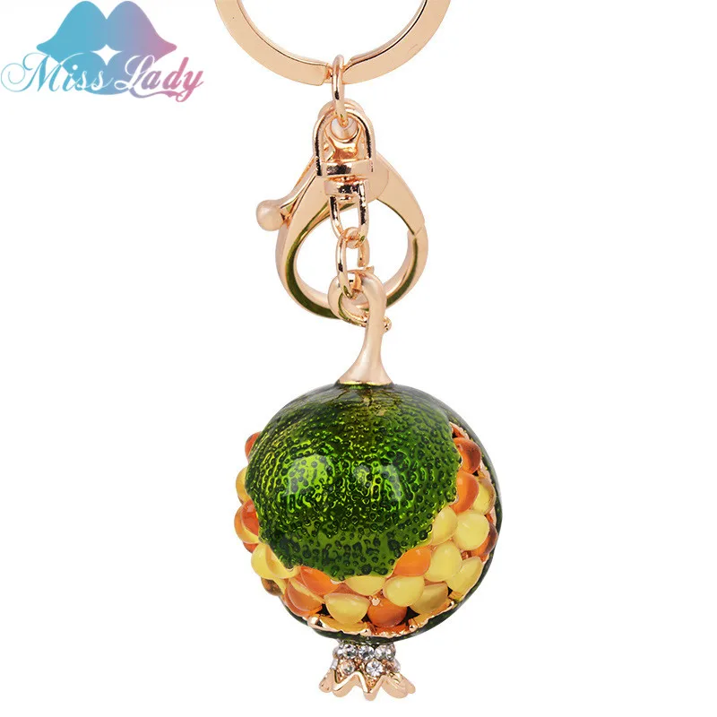 

Miss Lady Popular Zinc pomegranate Cat's Eye stone Keychain creative modeling key Pendant Ornaments Key Chain keyrings MLC2862