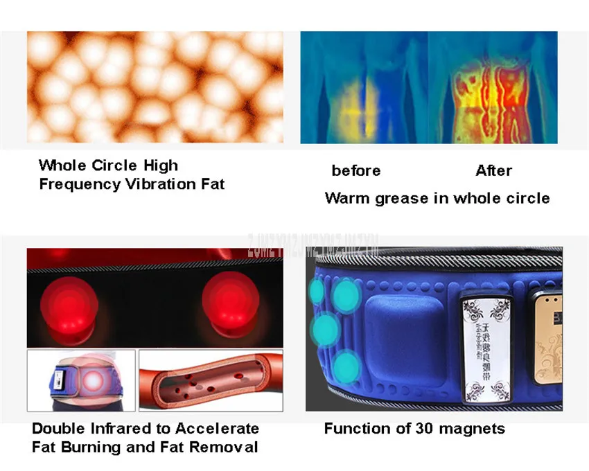 Вибрационный фитнес-массажер 36 режим двойной инфракрасный электрический вибрирующий для похудения Пояс Вибрационный Сжигание жира тонкий встряхиватель