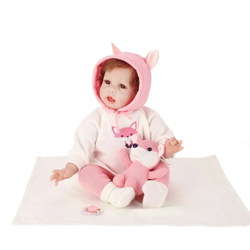 Силиконовая кукла-Новорожденный NPKCOLLECTION 55 см игрушки с соской куклы прекрасный
