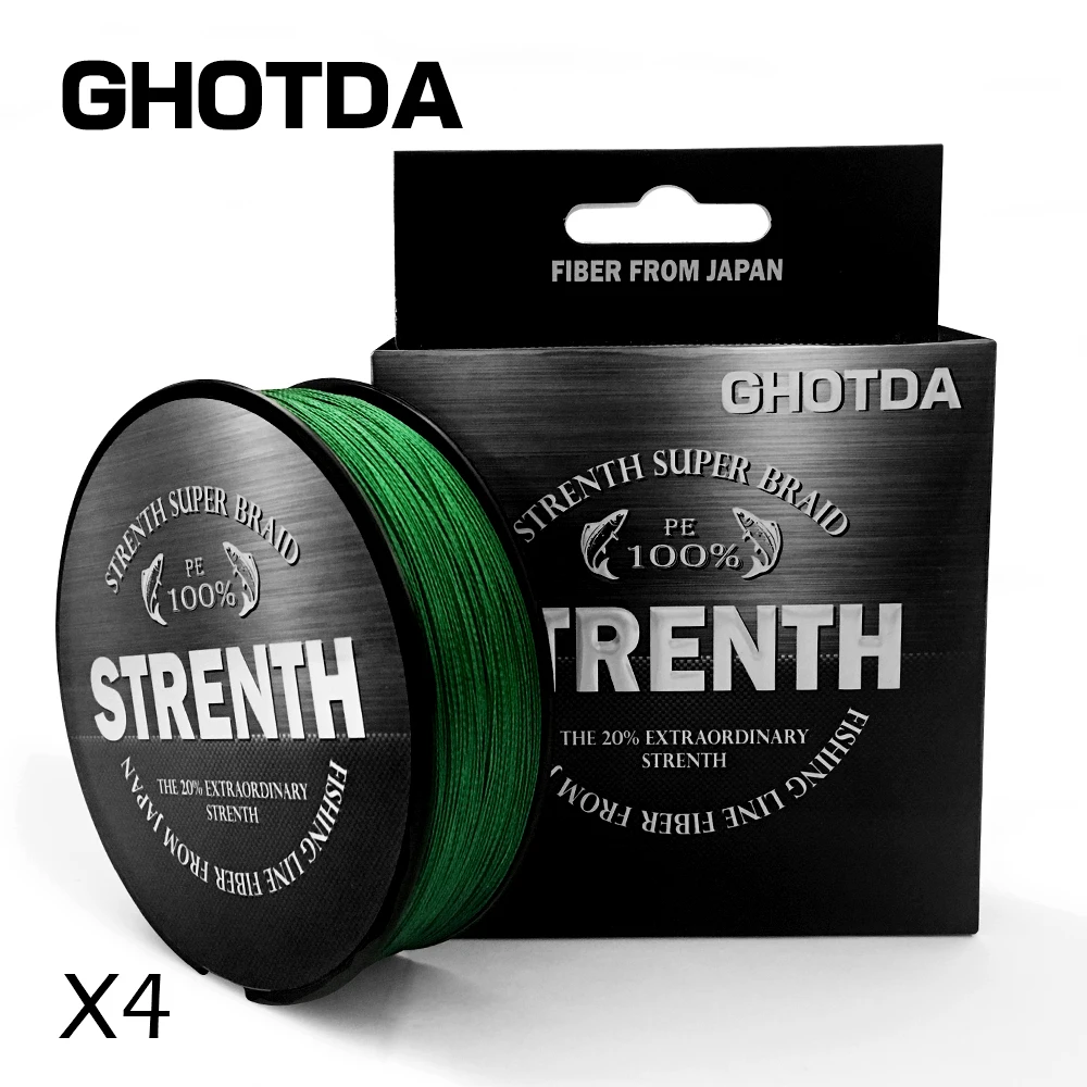 GHOTDA 100 м зеленая/серая/желтая/синяя/многоцветная плетеная рыболовная леска 4 нити