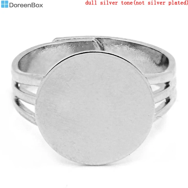 Doreen Scatola hot-Anelli Regolabile Disco Rotondo Tono Argento 18mm (US 7.5), 1 Doreen Scatola hot-Anelli Regolabile Disco Rotondo Tono Argento 18mm (US 7.5), 1