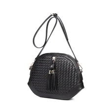 Stylish Fringes Women Shoulder Bag Classic Knitting Fashion Small Circular Bag Ladies Vintage Designer PU Leather Crossbody Bag