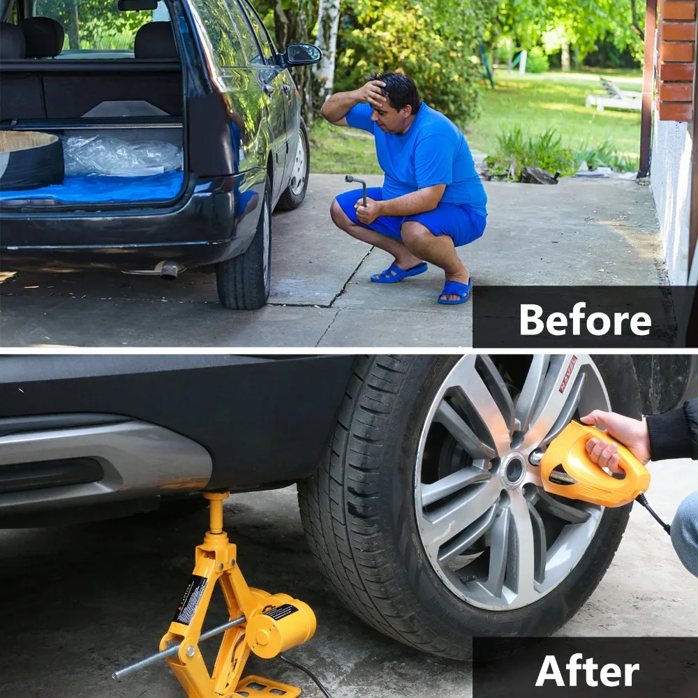 3.0T Hydraulic Automotive Lifting Car Jacks Electric Wrench 3-in-1 Jack Auto Repair Tool Multifunction Emergency Power Supply