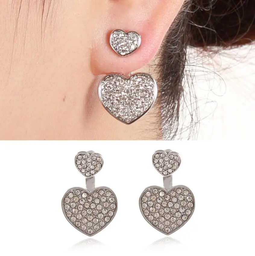 

Hfarich Zircon Crystal Heart Earring Jackets Ear Cuff Clip Leaf Earrings For Women Piercing Earrings Fine Jewelry Drop shipping