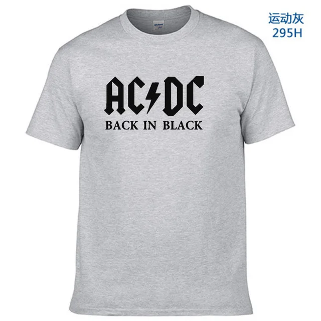 Новинка, Camisetas, AC/DC, рок-группа, футболка, мужская, ACDC, черная, с графическим принтом, футболки, повседневная, с круглым вырезом, хип-хоп, короткий рукав, хлопок, Топ - Цвет: Light Grey-B