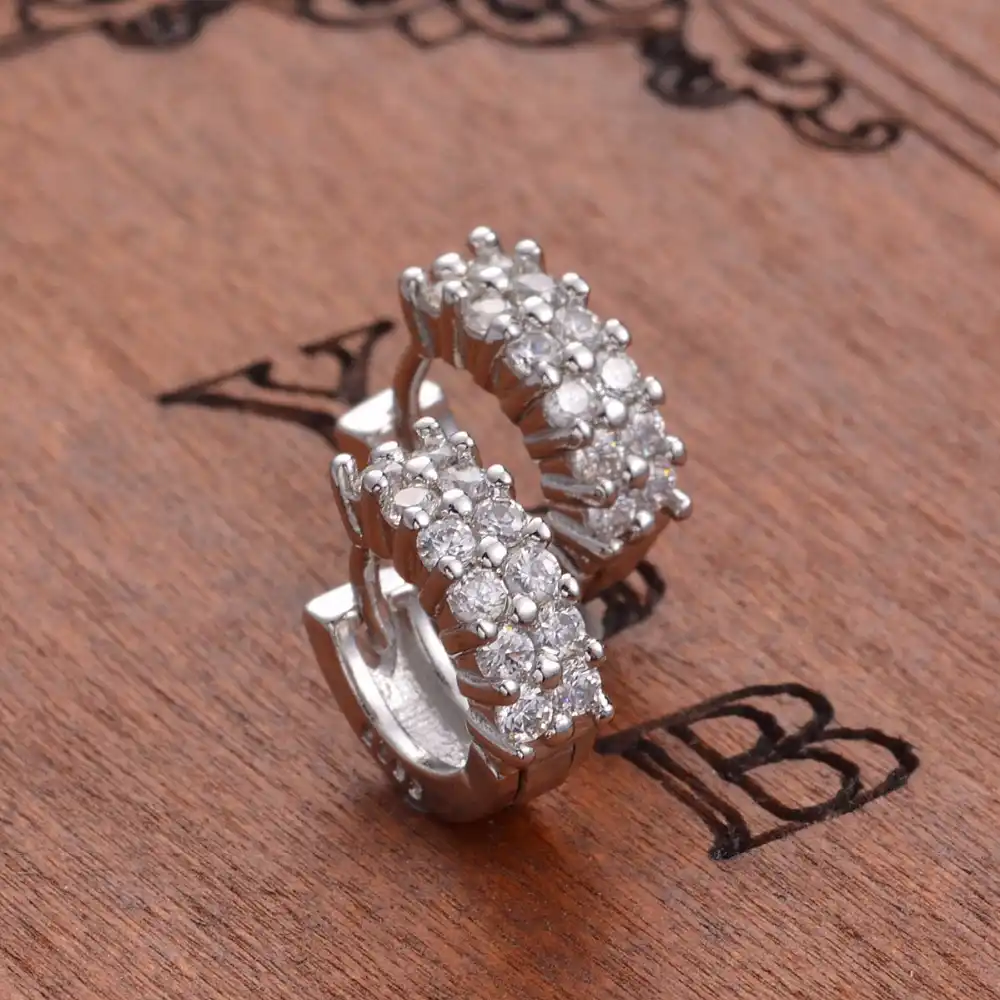 2017 Бесплатная доставка Jewelry Для женщин ювелирных изделий микро серия Han серебряный орнамент с двойной ряд циркон серьги Для женщин уха клип