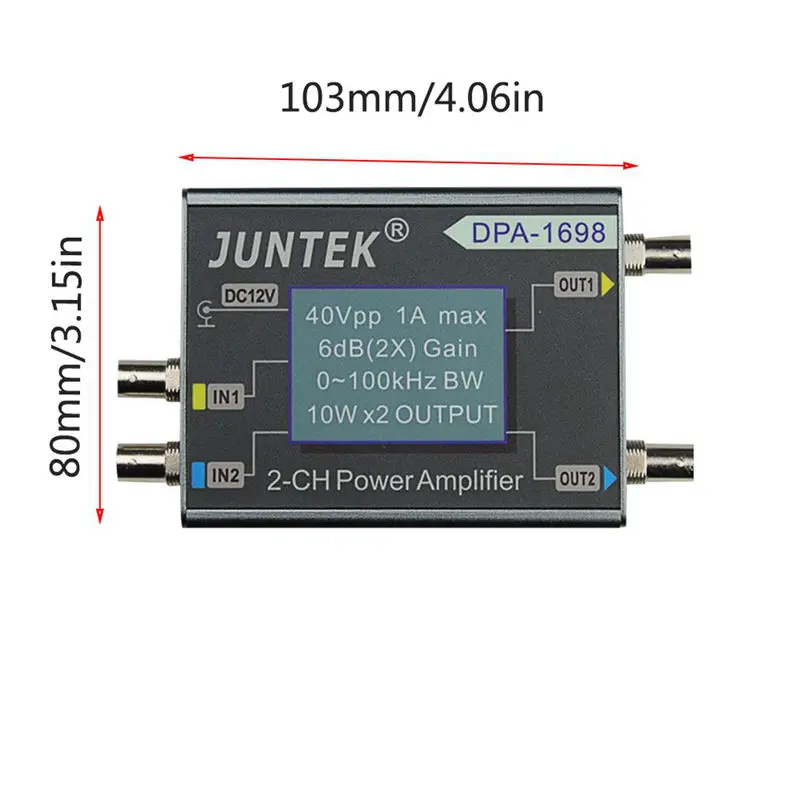 Juntek DPA-1698 высокой мощности двухканальный Dds функция генератор сигналов усилитель мощности DC усилитель мощности 40 В(США штекер