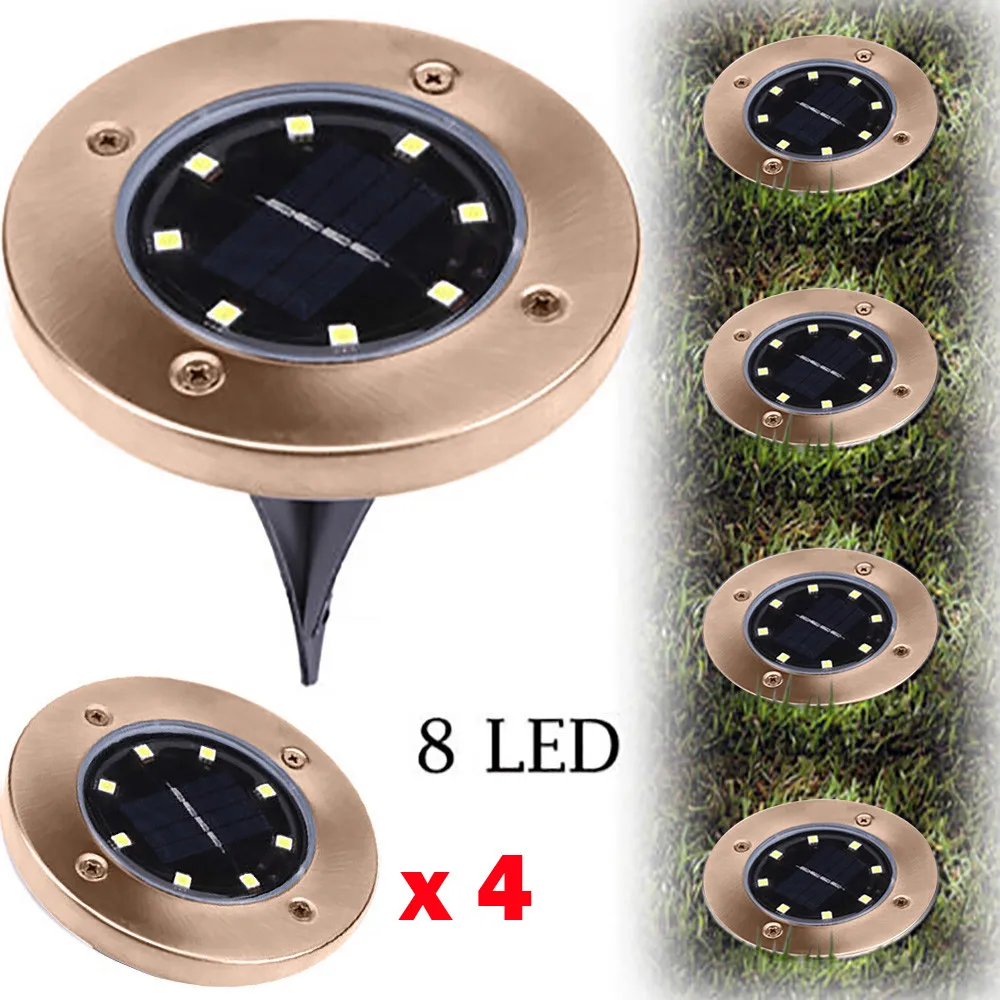 

4pcs Solar Powered Ground Light Waterproof Garden Pathway Deck Lights With 8 LEDs Solar Lamp for Home Yard Driveway Lawn Road