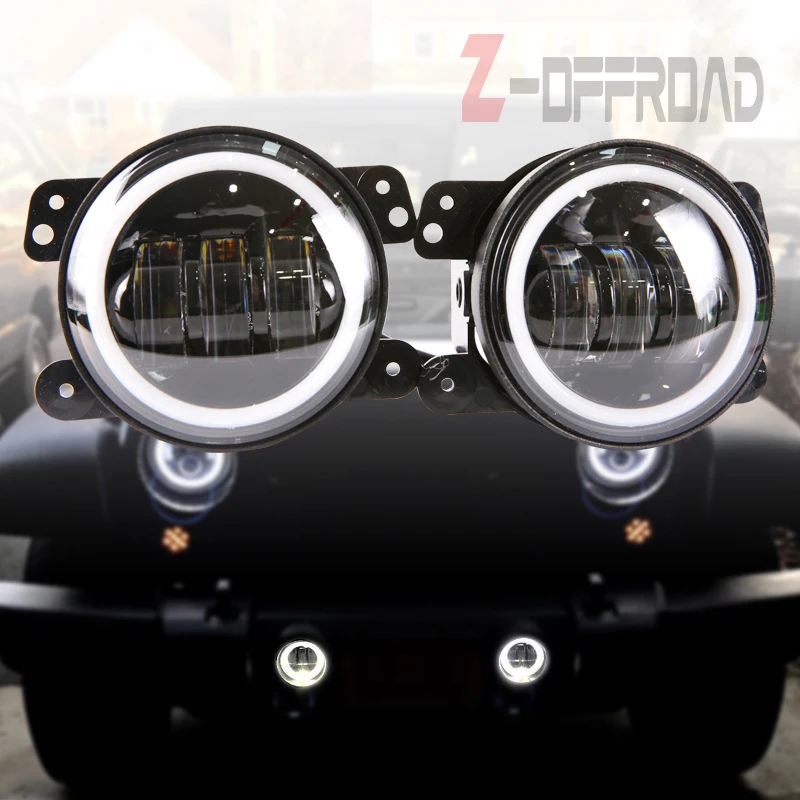 

4" Inch 30W LED Fog Lights W/ 6500K White Halo Ring DRL for Jeep Wrangler 97-2017 JK TJ LJ CJ