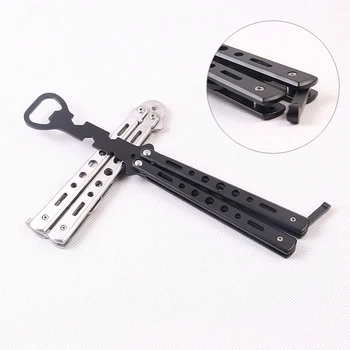 

10pcs Customize Logo Stainless Steel Butterfly Style Knife Dull Blade Trainer Tool Beer Bottle Opener & Hexagon Spanner Wrench