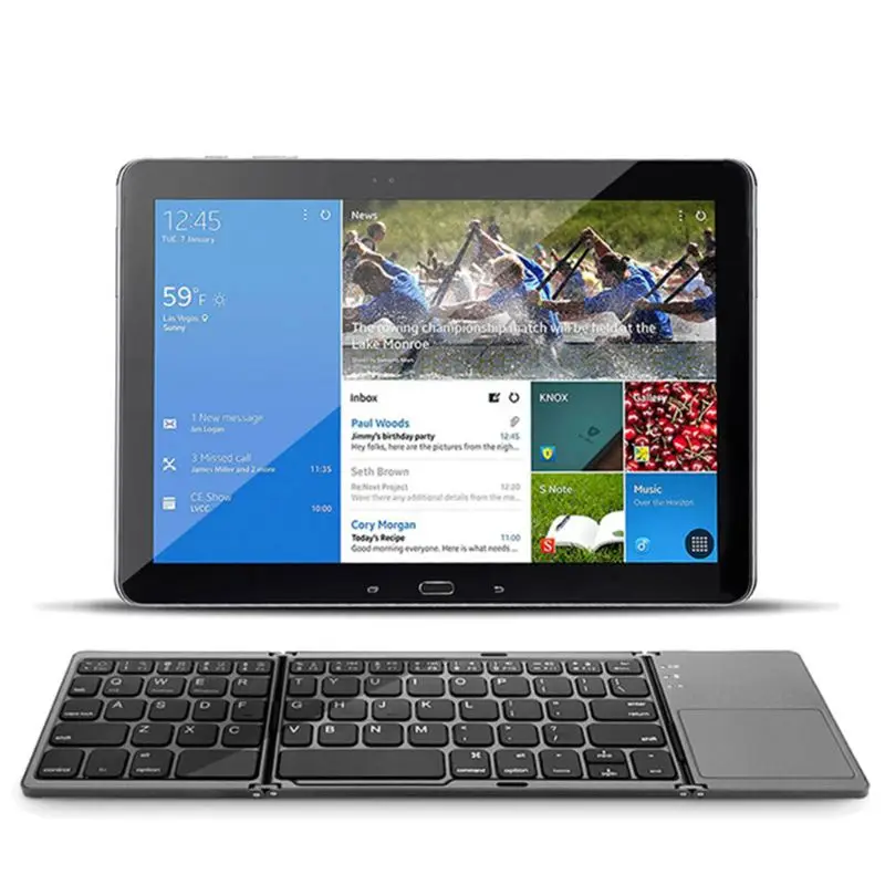 

Foldable Bluetooth Keyboard Pocket Size Portable Mini BT Wireless Touchpad Rechargeable Li-ion Battery