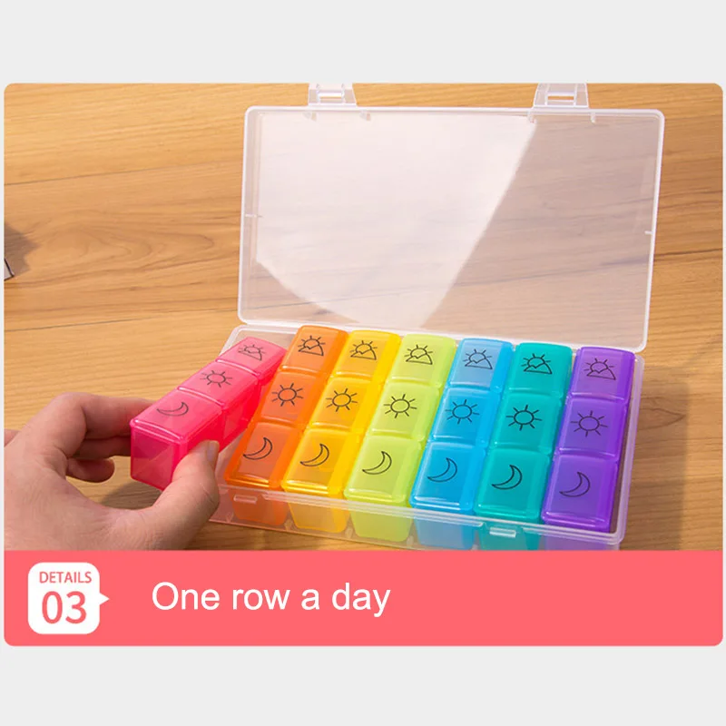 

Pill Storage Box Medicine Case 7 Day Organizer 21 Compartments 3 Times For Travel Promotion Price