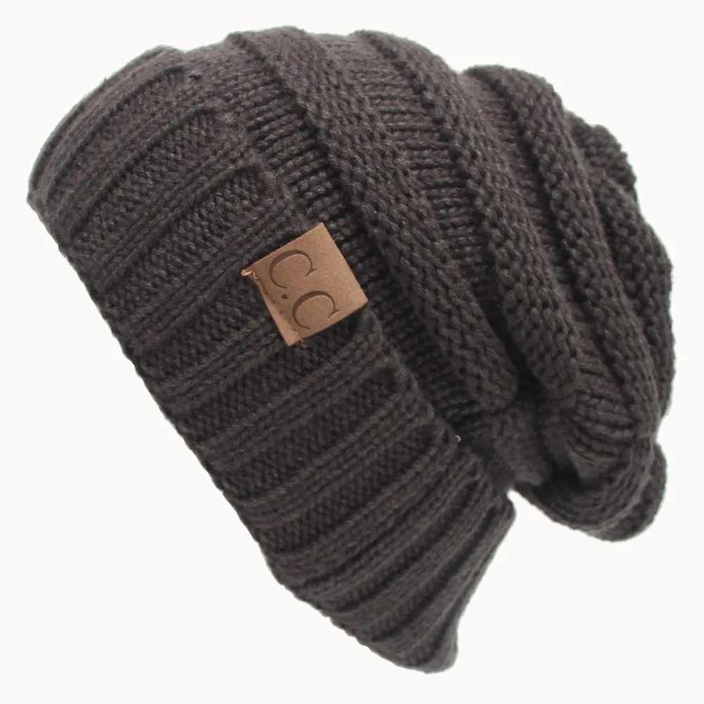 

2017 Limited Adult Solid Casual Wool Polyester New Womens Fashion Knit Slouchy Beanie Cc Oversized Thick Cap Unisex Slouch Hat