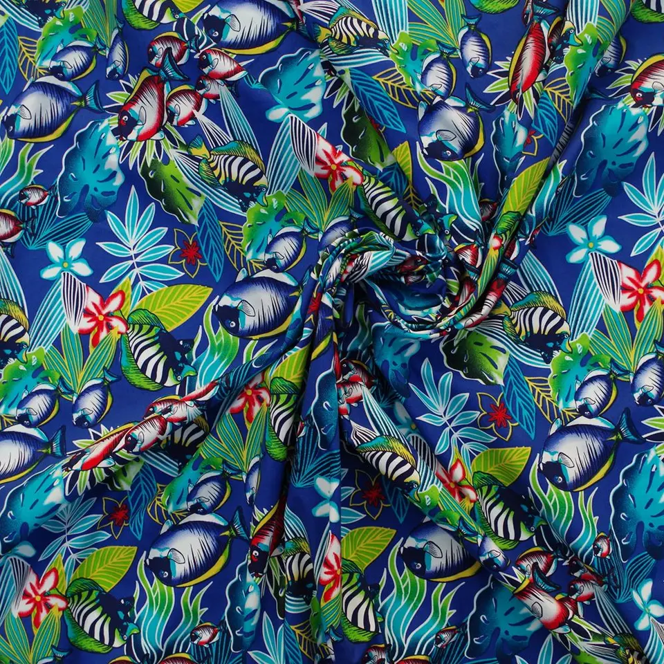 Azul Turquesa pirata material de tela de vida marina Poly Algodón Patchwork Manualidades 1M
