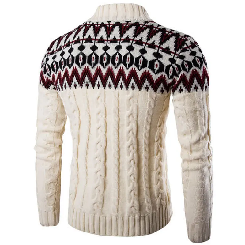 Зимняя мода, Национальный стиль, рождественские мужские свитера, водолазка, облегающая, длинный рукав, спиральная вязка, повседневный пуловер и свитер для мужчин