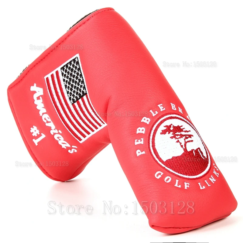 

High Quality 1pc Golf Blade Putter Covers Putter USA Flag Red Super Bees Embroidery Headcover