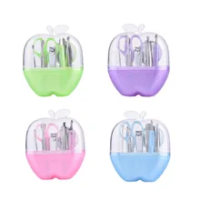 9 шт. набор инструментов для дизайна ногтей в стиле яблока, комплект для стрижки ногтей, уход за ногтями, педикюр, ножницы, пинцет, нож для ушей, маникюрный набор, случайный цвет