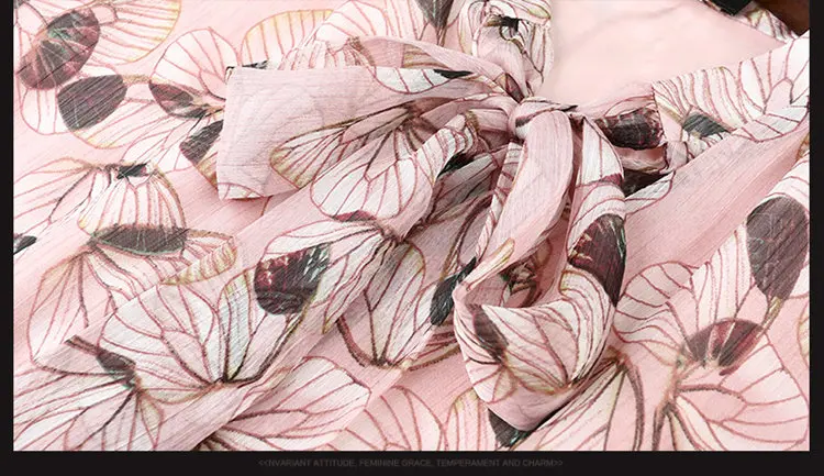 New Autumn Dress Women Butterfly Print Dress Robe Femme Casual Long Sleeve Women Dresses Bow Chiffon Vestidos Mujer 2019 (10)