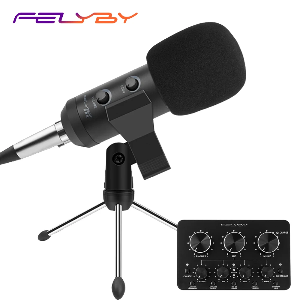 FELYBY новый регулируемый микрофон bm 900 USB для компьютерной записи и