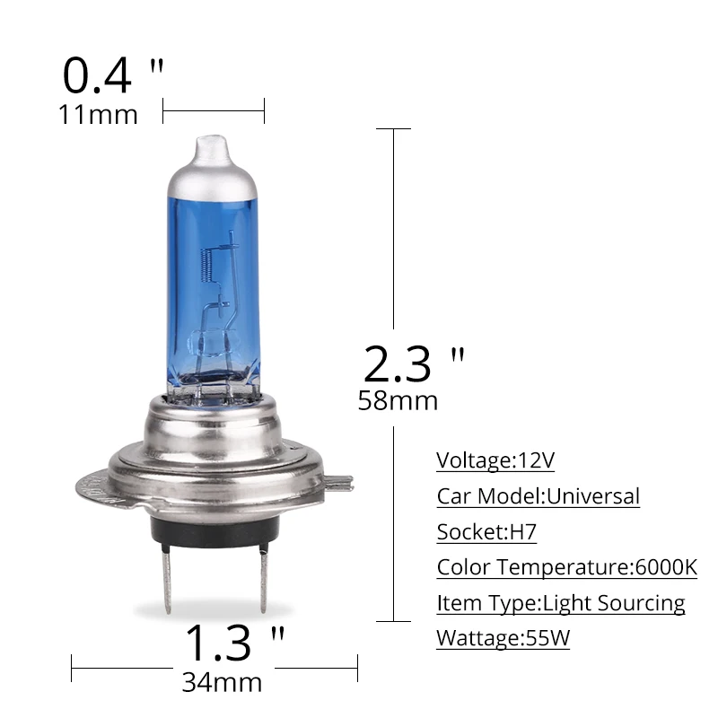 2 шт. 12 V H7 55 Вт высокой мощности Мощность H7 галогенная лампа 6000 К супер яркий белый автомобилей головной светильник тумана светильник, футболка с принтом "автомобиль" светильник источник стайлинга автомобилей