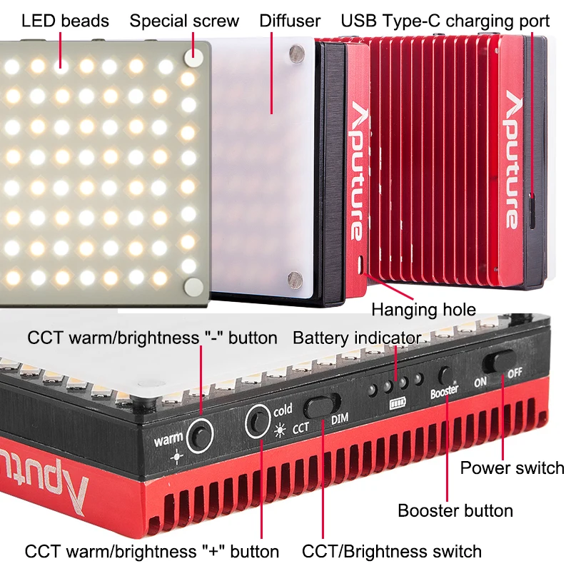 Перезаряжаемый карманный светодиодный светильник 128 SMD для видеосъемки двухцветный 2800 K-6500 K CRI TLCI 95+ на камеру светильник для фотосъемки ing