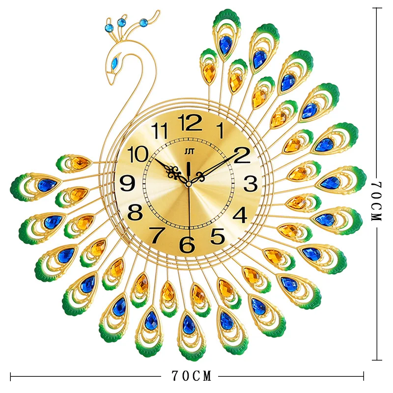 Негабаритных настенные часы Павлин Европейский гостиная личность креативные модные часы спальни немой арт светящиеся кварцевые часы - Цвет: K