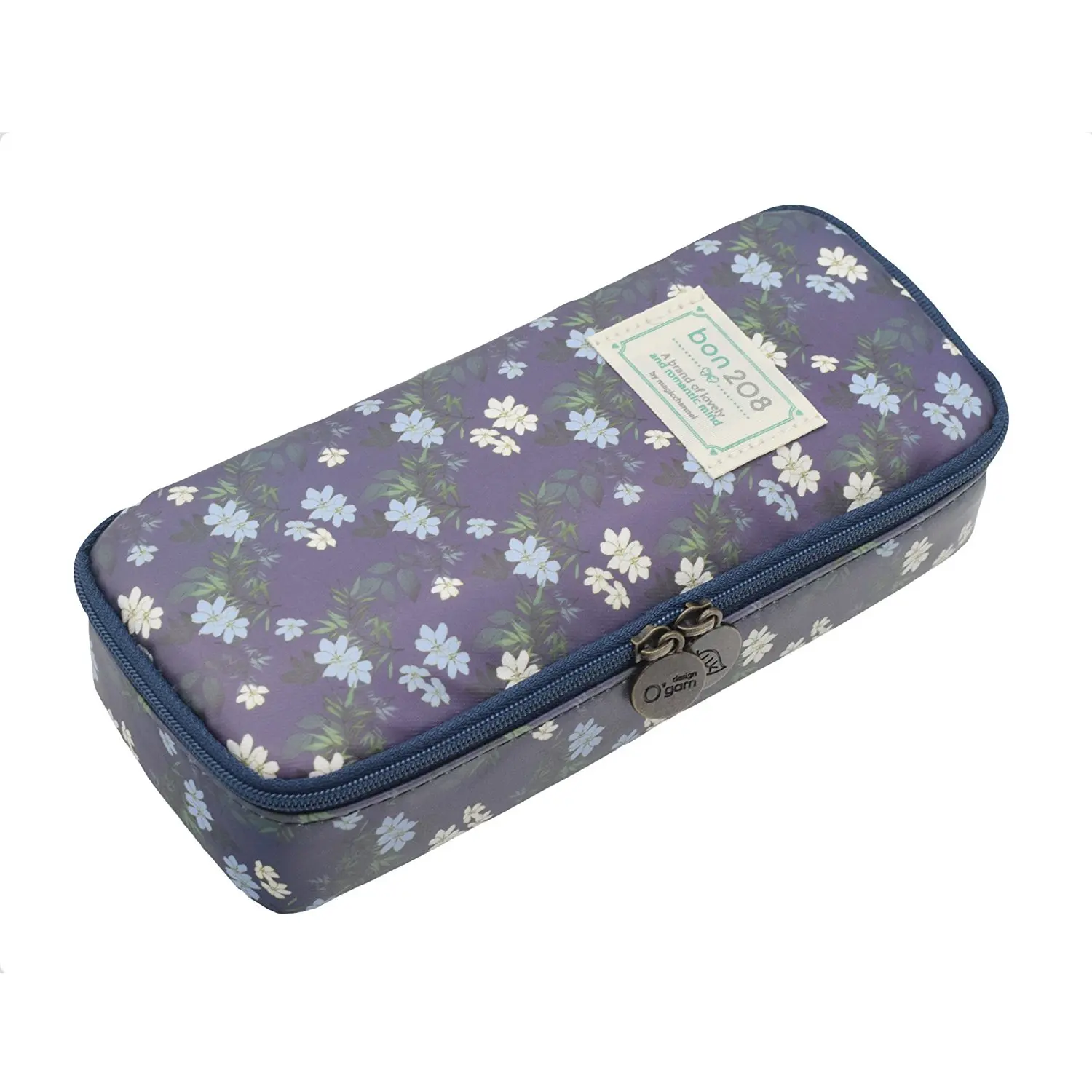 Navy Blue Пенал, сумка для ручек, сумка для макияжа, коробка на молнии, офисный органайзер, розовый цветочный - Цвет: Navy Blue
