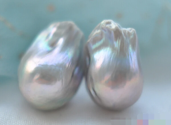 

FREE SHIPPING>>> free shipping 12228 GRAY BAROQUE KESHI REBORN PEARL EARRING