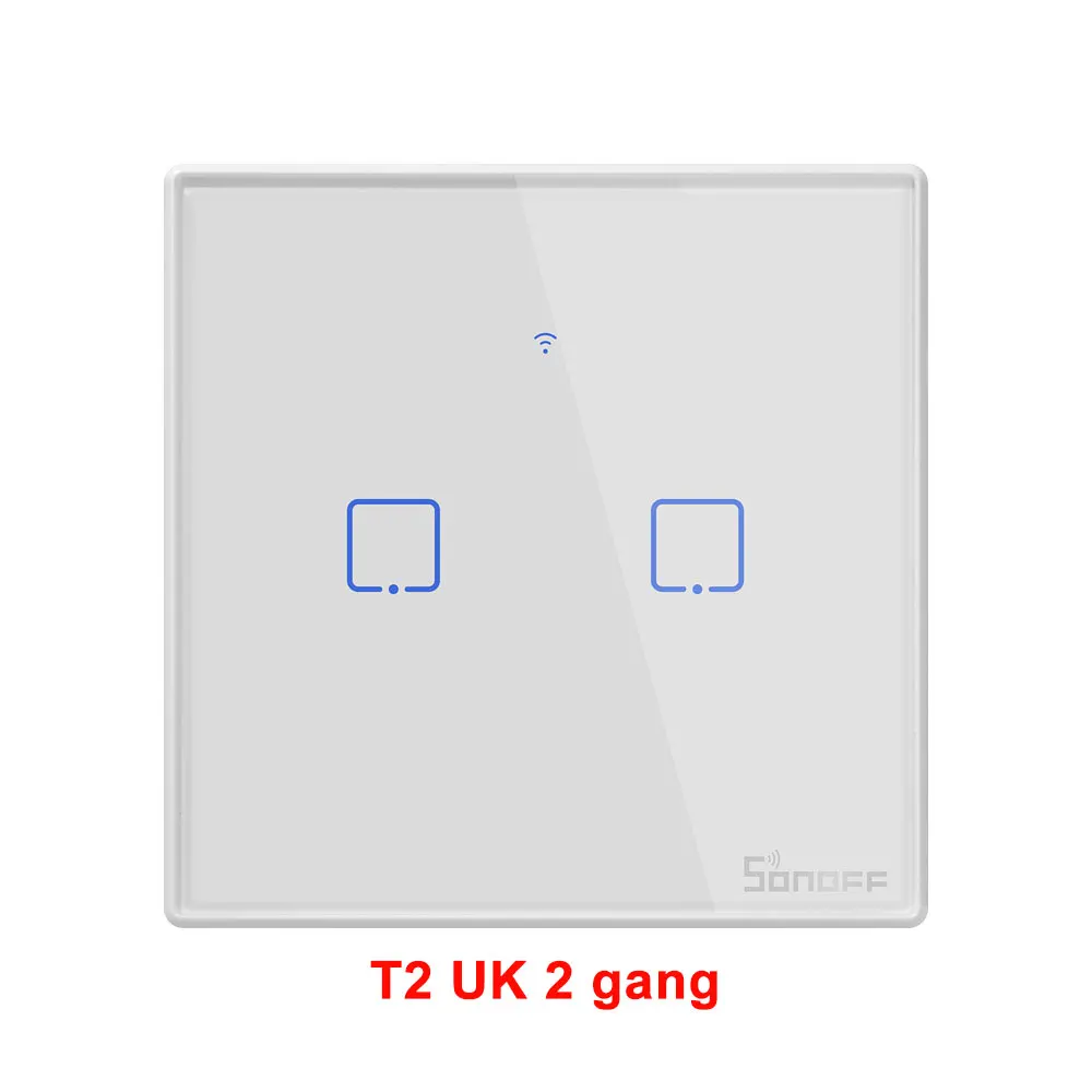 Itead Sonoff T2UK 1/2/3 433 МГц RF управления Wifi сенсорный переключатель умный дом пульт дистанционного управления переключатель и RM433 работает с Amazon Alexa Google Home IFTTT - Комплект: Sonoff T2 UK 2 gang