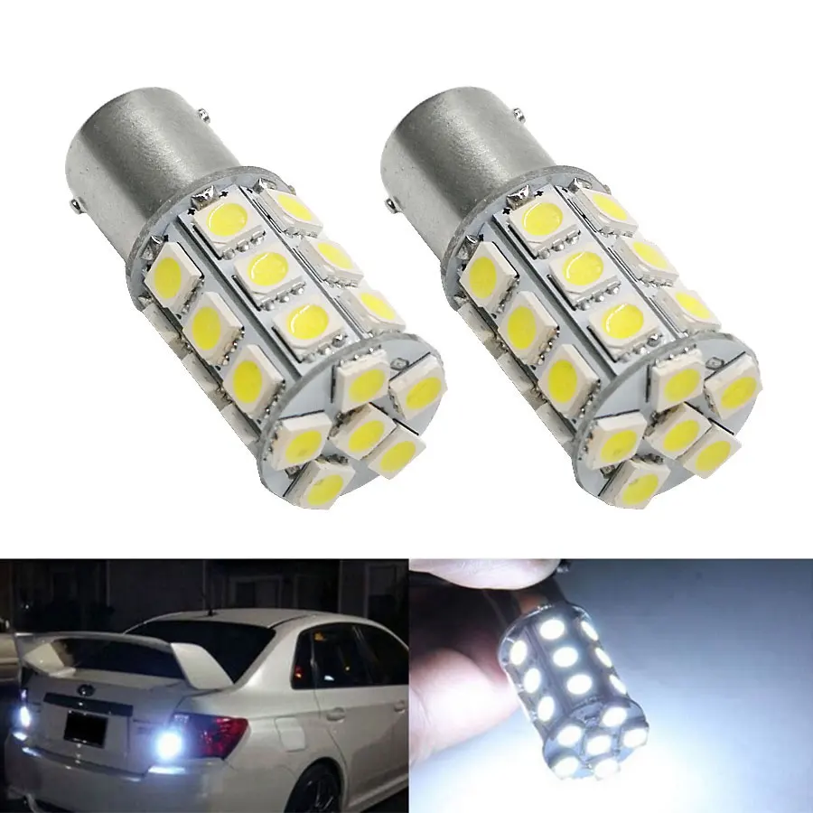 

2PCS 1156 BA15S 27 SMD 5050 DC12V LED Light Bulb Brake Turn Signal Backup Reverse Bulb Car Light Source White/Yellow/Red