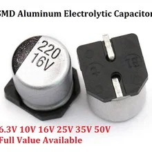 10 шт. SMD 10V 16 V, алюминиевая крышка, 25В 35В 47 мкФ с алюминиевой крышкой, 50В 100 мкФ 220 мкФ 470 мкФ 1000 мкФ 10 мкФ 22 мкФ 330 мкФ 2200 мкФ 150 мкФ Алюминий электролитический конденсатор с алюминиевой крышкой