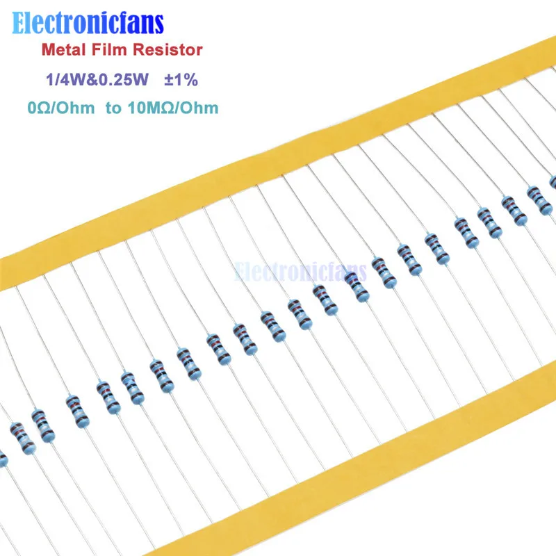 100/4 Вт 0 25 ~ 10 м Ом 1% металлический пленочный резистор 100R 220R 1 к 5 2 К 4 7 22 47 100 220