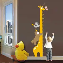 Съемный Мультфильм жираф дети ребенок рост диаграммы ПВХ стикер стены