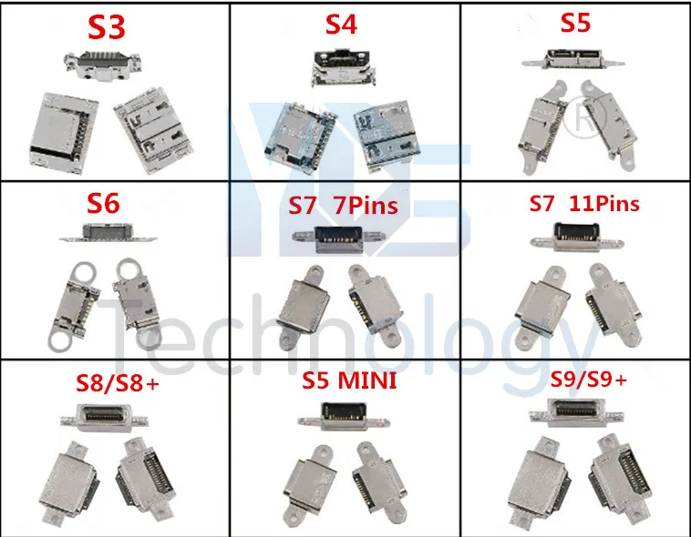 Порт зарядки Micro USB Мощность Jack для samsung Galaxy S3 S4 S5 S6 S7 7pin 11pin S8 S9 S10 плюс USB разъем