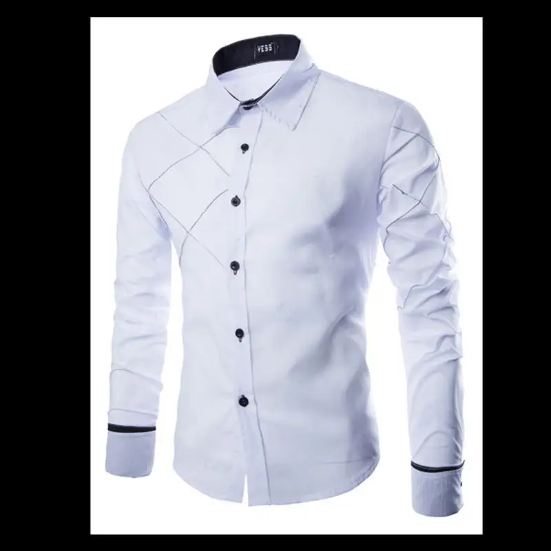 Модный бренд Camisa Masculina, рубашка с длинным рукавом, Мужская Корейская приталенная дизайнерская официальная повседневная мужская рубашка, размер M-3XL