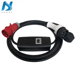 Khons EVSE Тип 2 электрический автомобиль EV зарядное устройство с красной CEE разъем 8A 10A 16A Регулируемый 16 футов кабель EV разъем для зарядки - изображение