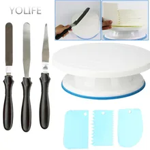 10 дюймов Высокое качество торт вращающийся стол DIY Кондитерские инструменты для выпечки торт шпатель скребок поворотный стол набор украшения торта выпечки инструменты