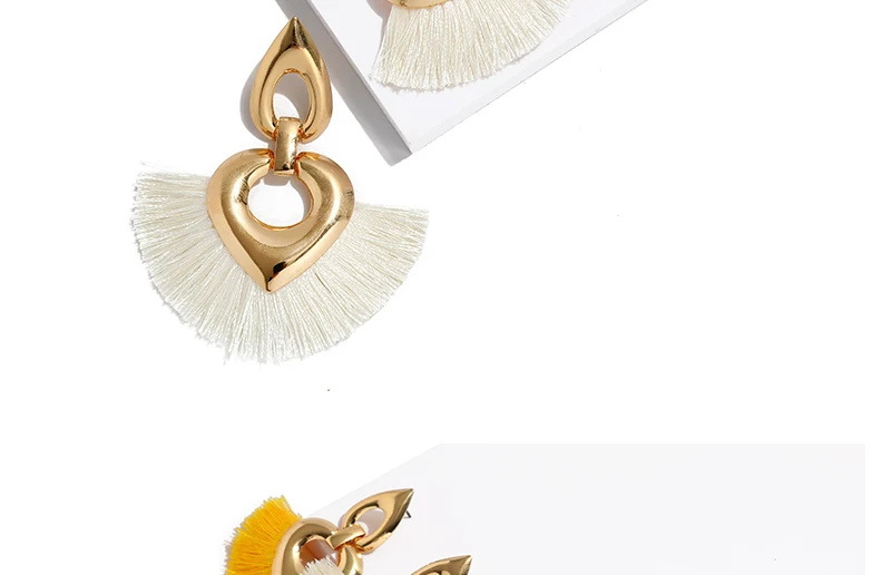Statement Tassel Earrings for Women Wedding Dangle Drop Earrings Female Orange Boho Heart Fringe Earings Fashion Jewelry  (4)