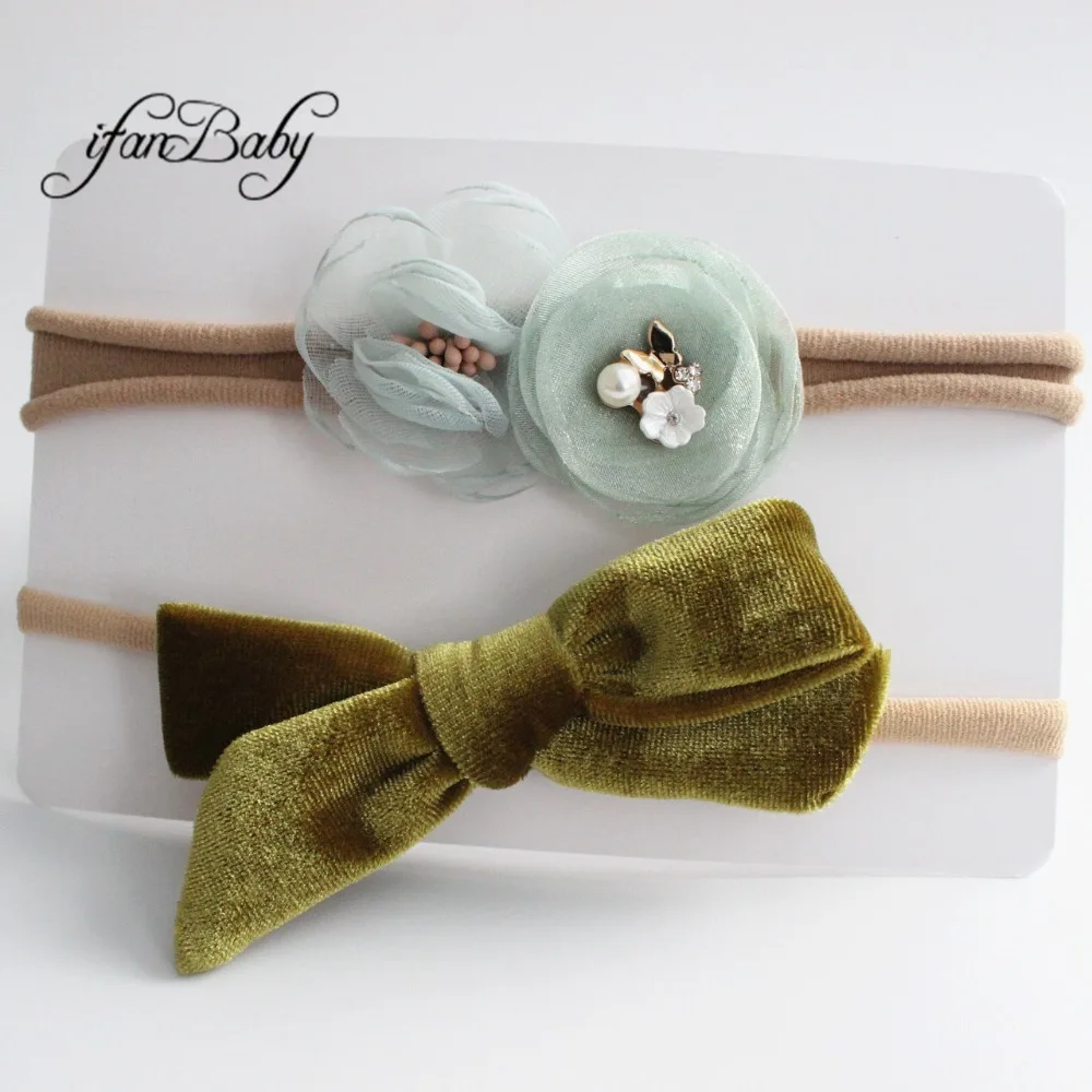 kids girl fabric flower headband nylon headband (15)