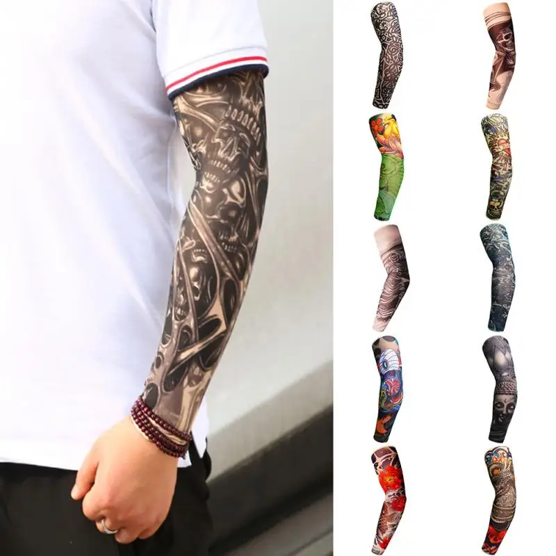 Унисекс рукав с татуировками УФ ProtectionOutdoor езда на велосипеде накладная татуировка на руку крышка эластичная рука татуировки для
