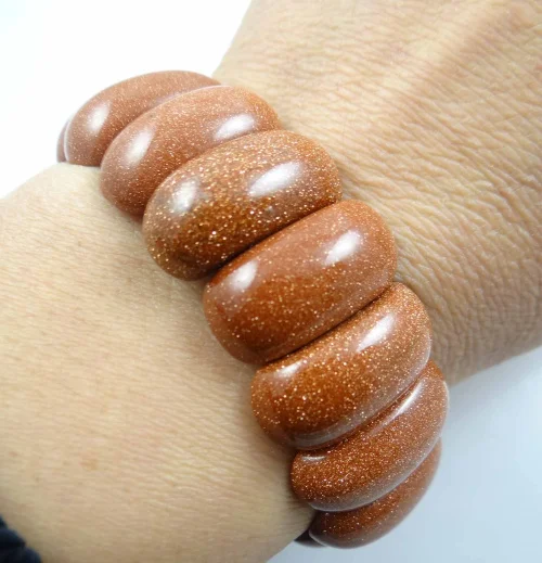 

Natural Gold sand stone bracelet energy Bangles Stretch Chain Natural Stone inradius chunky Bracelets Jewelry P25