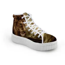 Бесшумная дизайнерская обувь для женщин с принтом «дикие львы»; женская повседневная обувь на плоской подошве, увеличивающая рост; ботильоны на платформе со шнуровкой