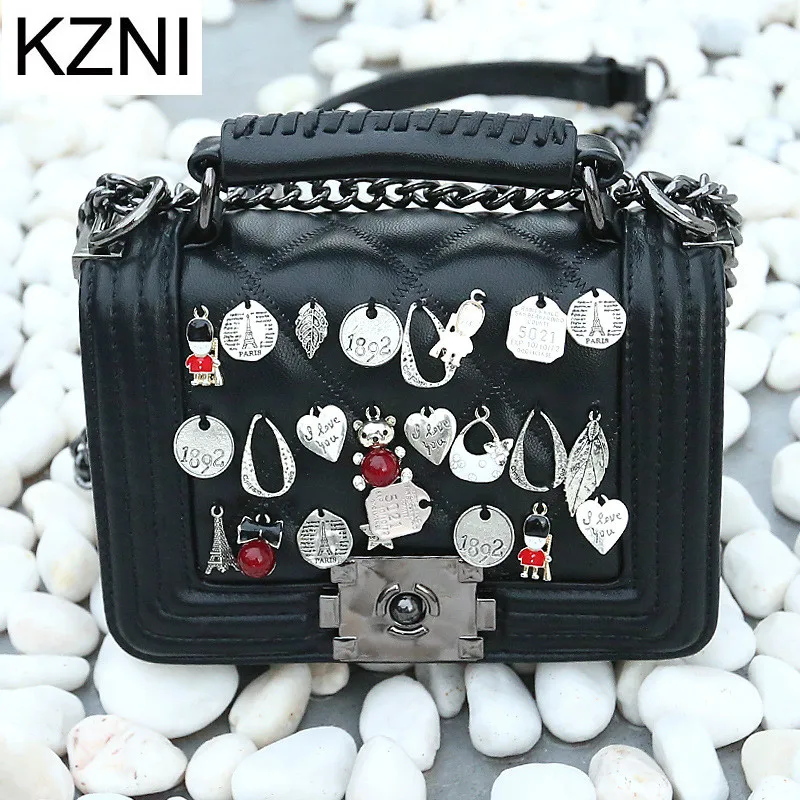 

KZNI Genuine Leather Bags for Women Small Bag Designer Handbags High Quality Purses and Handbags Sac a Main Femme Pochette 7028