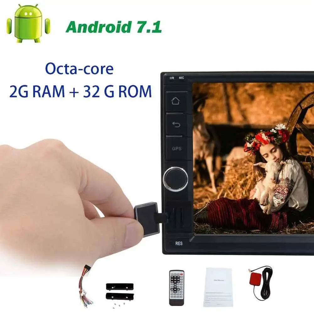 Android7.1 gps навигатор бортовой компьютер головное устройство 2din автомобиль без