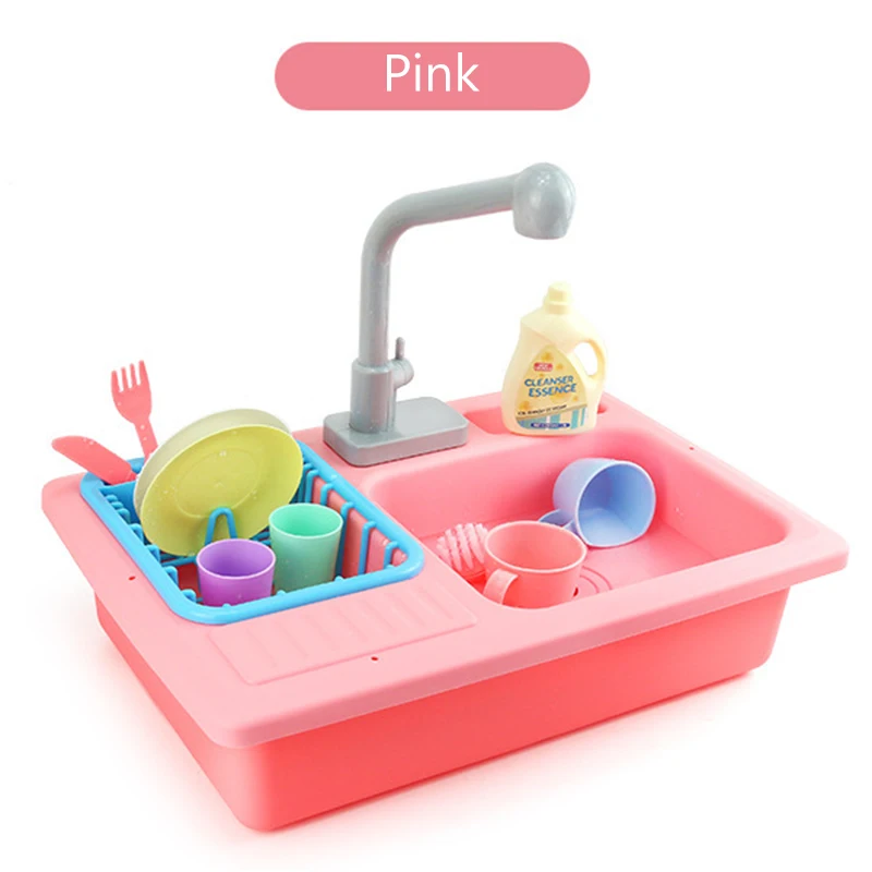 Игрушки для игрушечной кухни игровой дом стол для мытья посуды электрическая автоматическая циркуляционная раковина домашняя работа ролевой Игровой образовательный игрушки